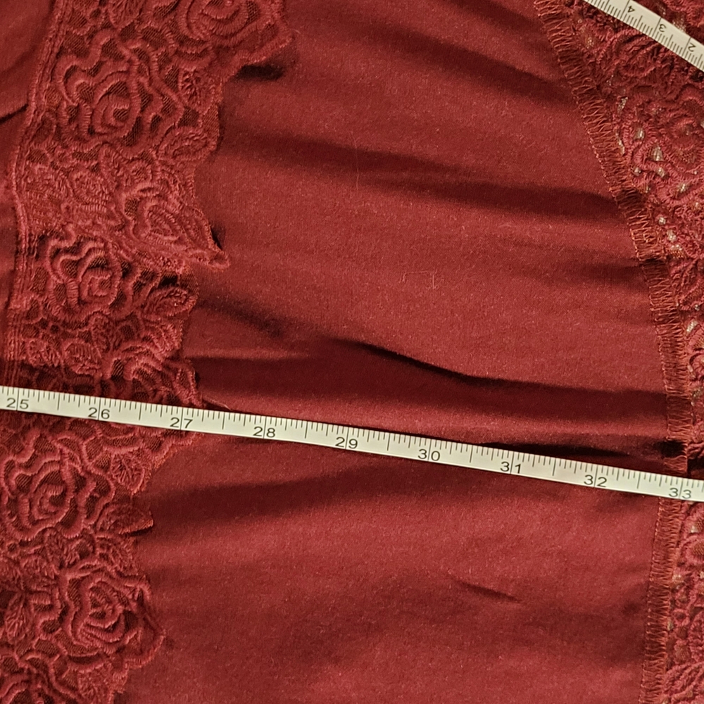 Bloomchic Women's Red Lace Trim High Low Blouse - Picture 9 of 9